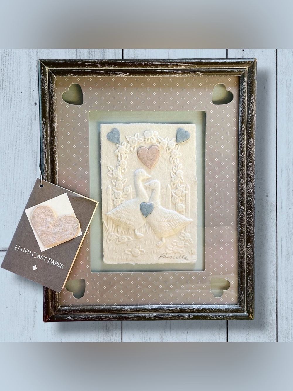 VTG Early 1990’s Figi Graphics GEESE Signed Cast Paper Shadow Box Wall Art
